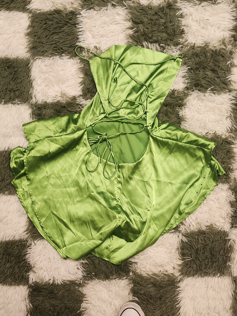 Shein Satin Green Romper - Picture 3 of 5